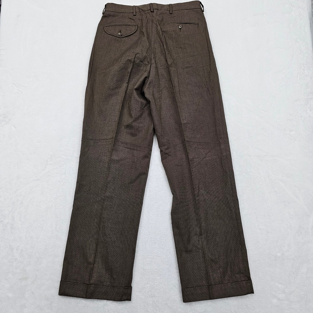 Polo Ralph Lauren Pants Mens 31x30 Brown Pleated Cuffed Preppy Academia Ivy - Picture 3 of 11